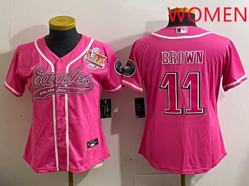 Women Philadelphia Eagles #11 Brown Pink Jointly Name 2025 Nike Limited NFL Jersey style 4
